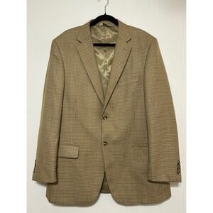 Linea Uomo VTG Houndstooth Blazer Tan Men 44L Classic Tailored Old Money Luxe